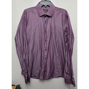 Jared Lang After Hours Shirt Men Size XL Slim Fit Purple Button Up Long Sleeve